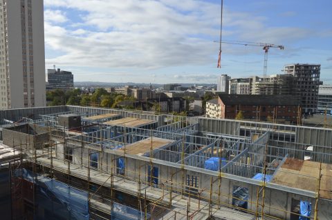 Metframe Construction with Crane, Kennedy Street Glasgow